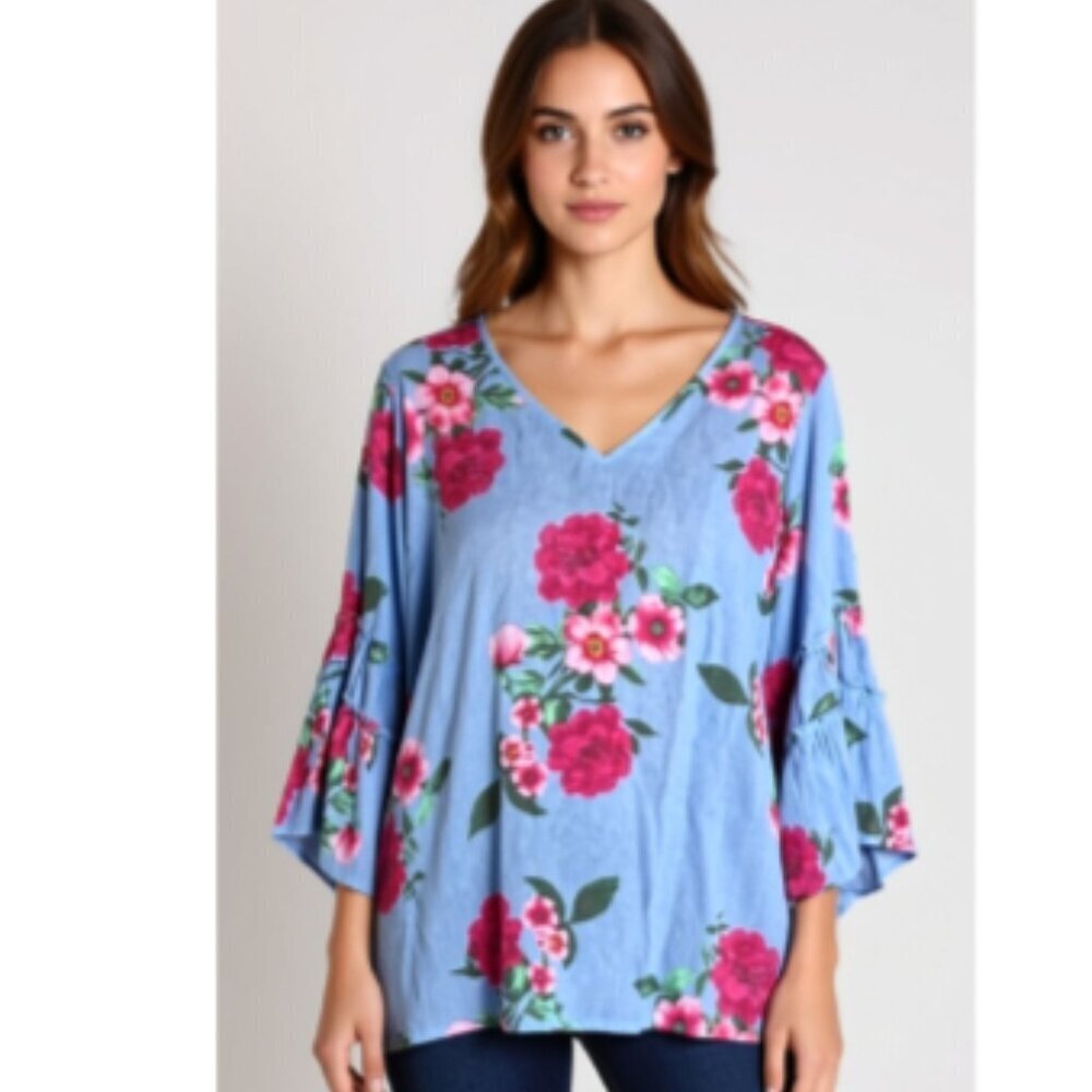 (M4) Zack and Rachel floral printed blouse 2XL